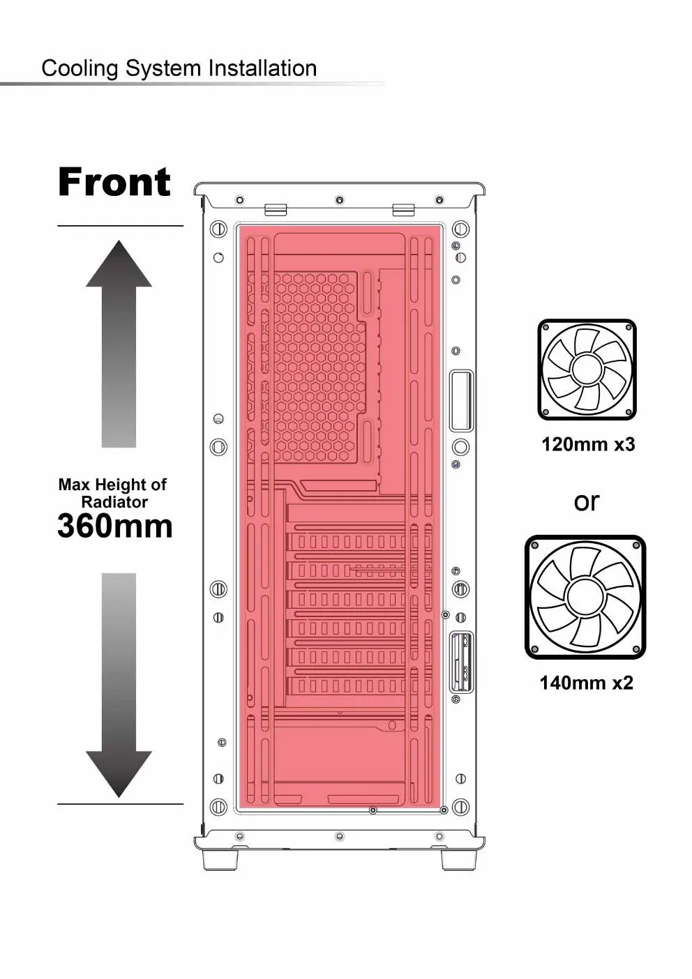 Front cooling installation
