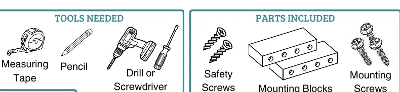 Tools needed and parts included