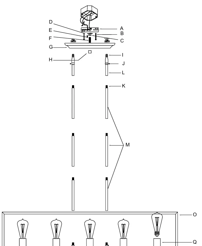 Exploded view of the fixture assembly components.