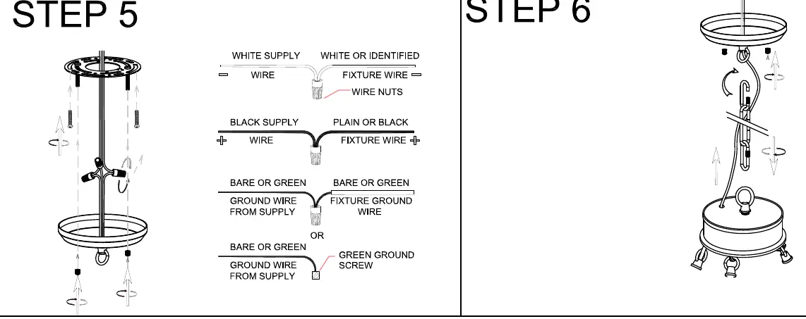 Wiring diagram for connecting the fixture to the power supply.