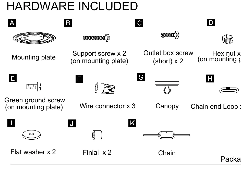 Hardware included with the chandelier