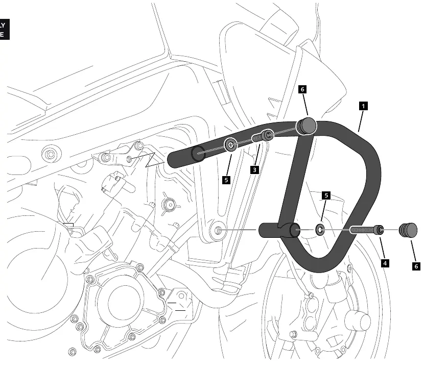 Assembly diagram for Puig 20837N engine guards