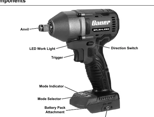 Components of the Bauer Impact Wrench