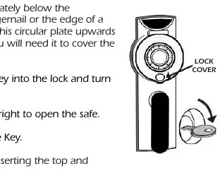 Location of the emergency lock cover and key usage.