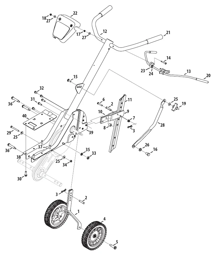 Tiller frame exploded diagram