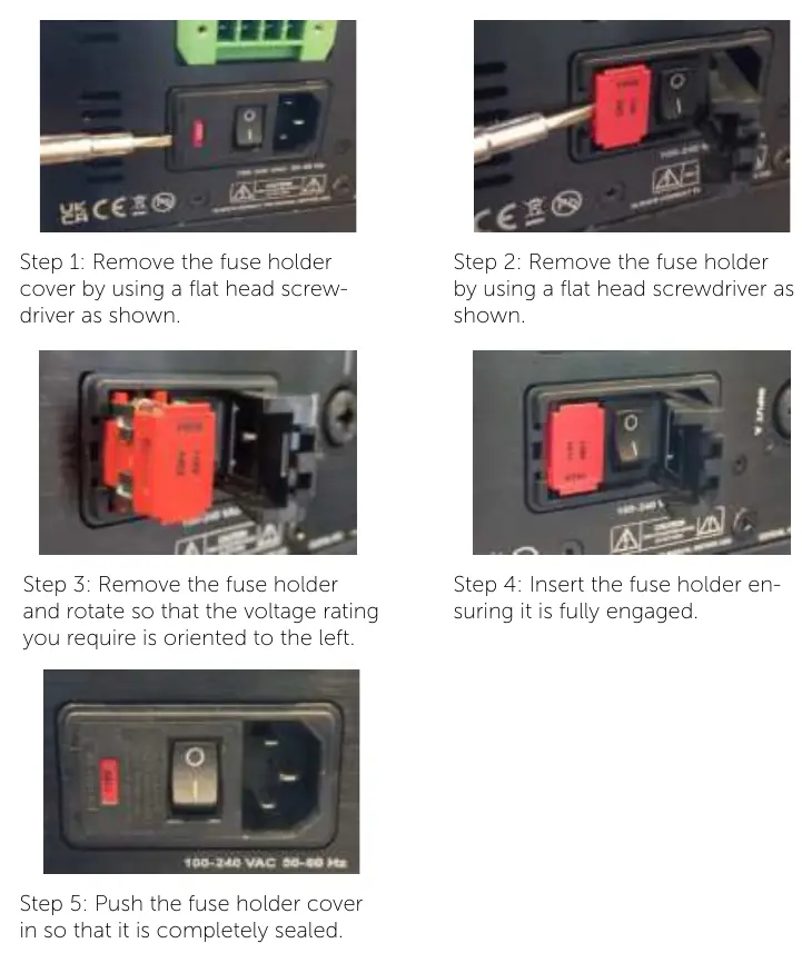 Fuse holder voltage change procedure