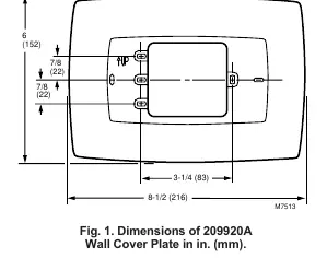 Dimensions of 209920A Wall Cover Plate