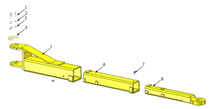Exploded view of the lifting arm (Fig 44).