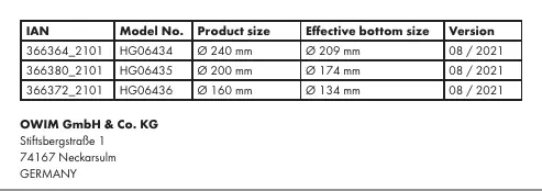 Model specifications and dimensions