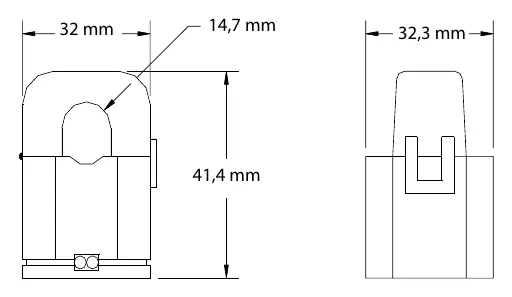 Dimensional drawing of the SC-CT-20