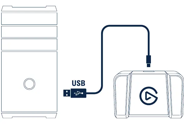Connecting the Stream Deck Pedal to a PC or Mac via USB.