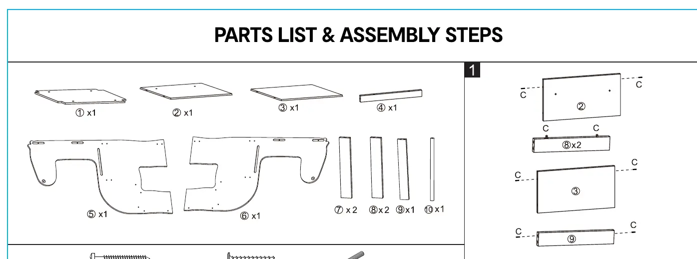 Parts list for the stand up stool