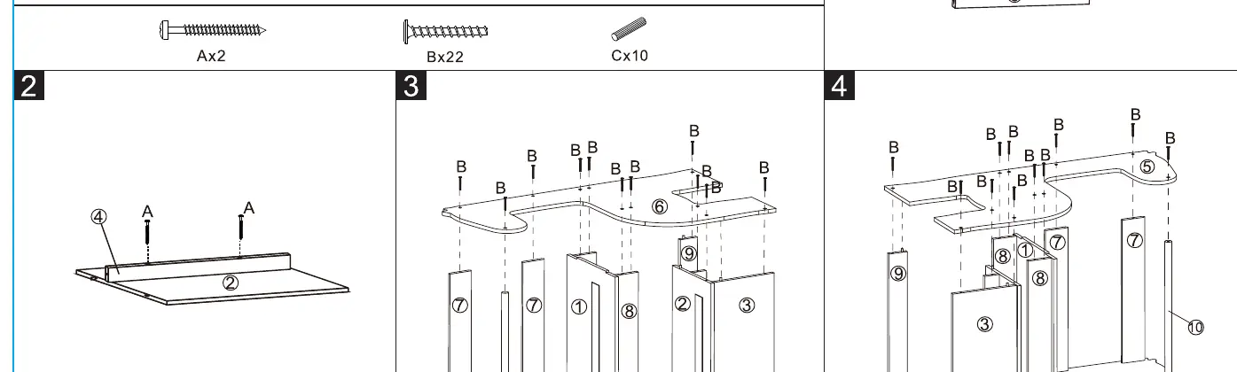 Assembly steps 1 through 4