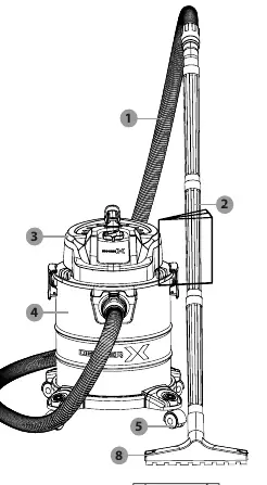 Dexter DWD 20 vacuum cleaner components