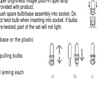Bulb replacement steps showing wire alignment.