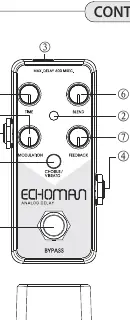 Xvive Echoman V21 pedal controls and inputs diagram