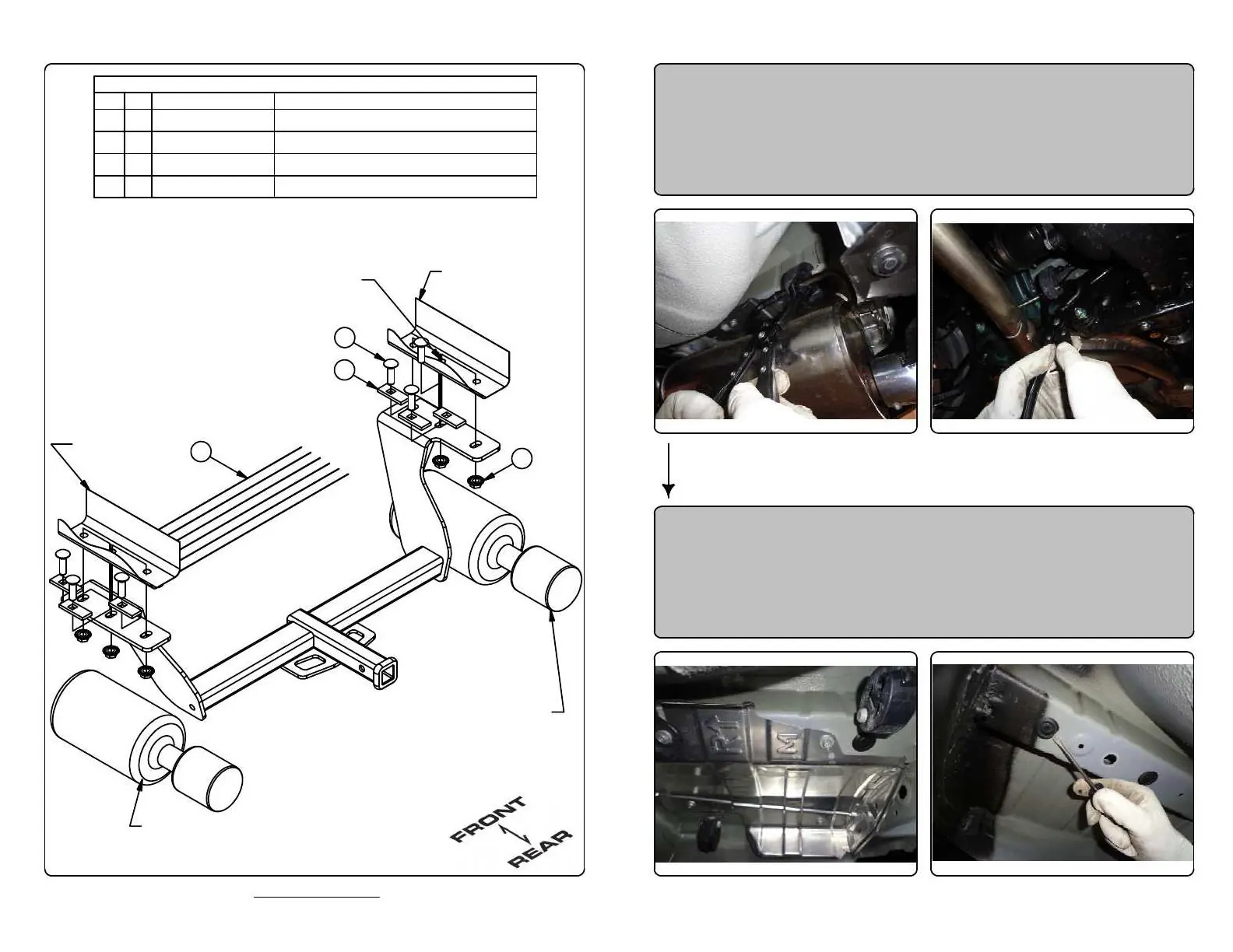 Parts list and installation diagram