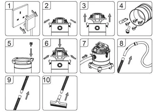 Assembly steps for the vacuum cleaner