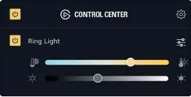 Control Center app interface for adjusting light settings.