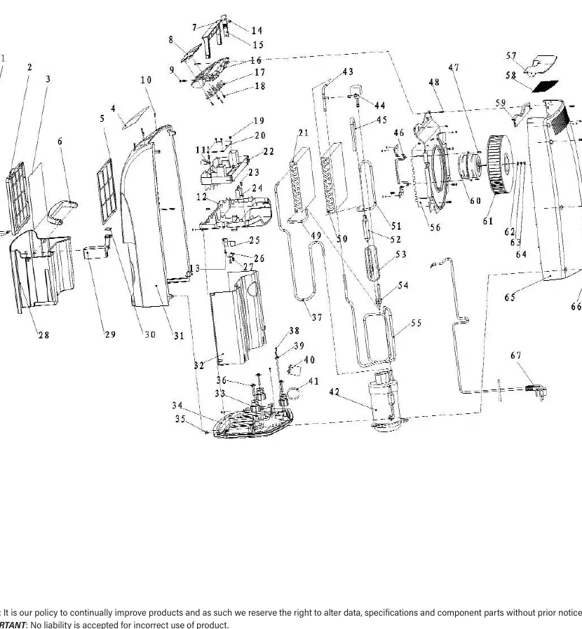Exploded view diagram of the Sealey SDH20 dehumidifier.