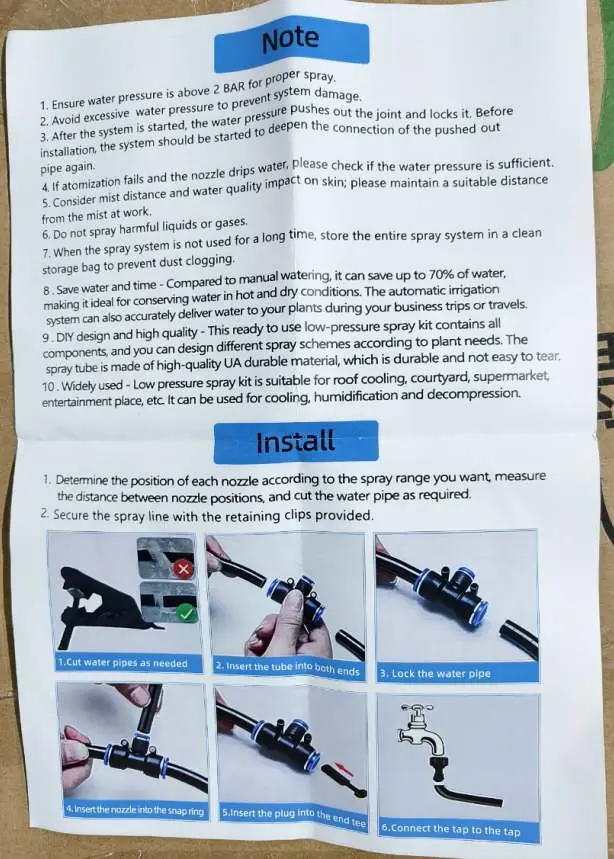 Step-by-step installation process for the drip irrigation system.