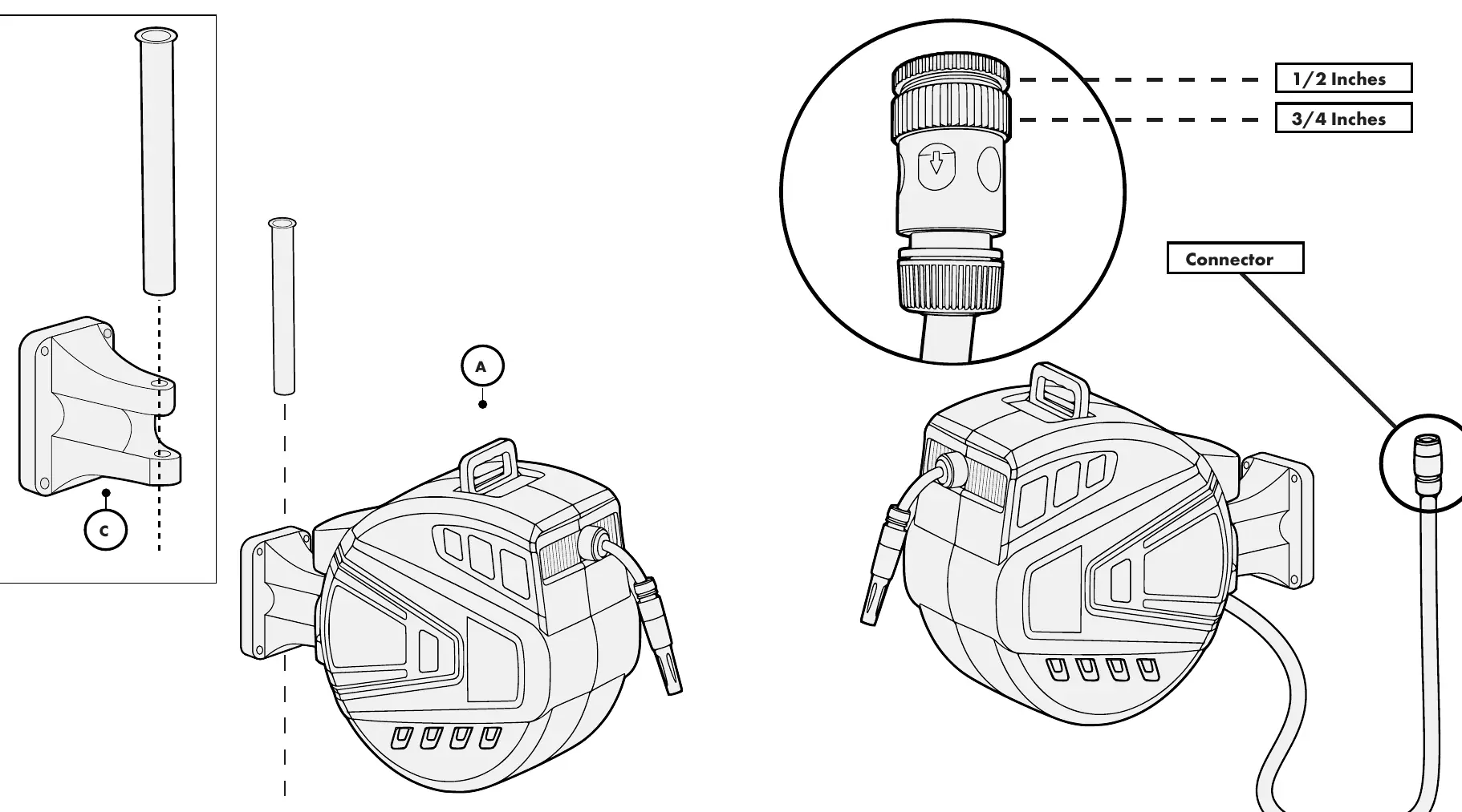 Attaching the reel and tap connector