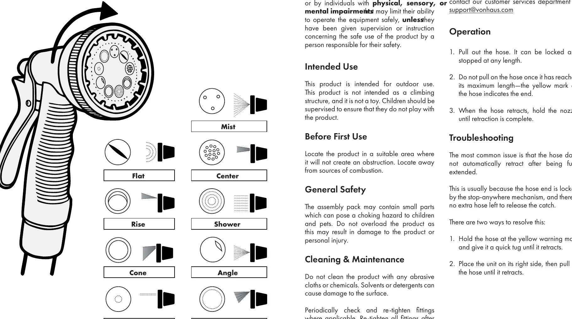 Spray function settings
