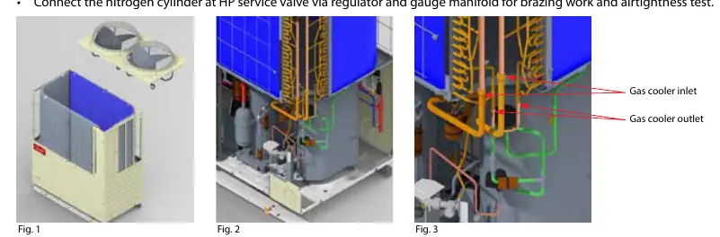 Gas cooler removal and piping connections