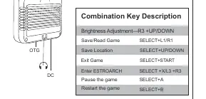 Combination key functions for game control.