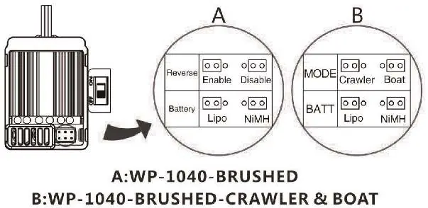 WP-1040 ESC jumper settings