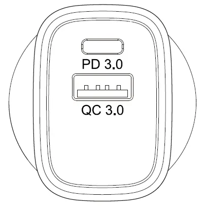 Port layout showing PD 3.0 and QC 3.0