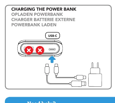 How to charge the power bank using the USB-C port.