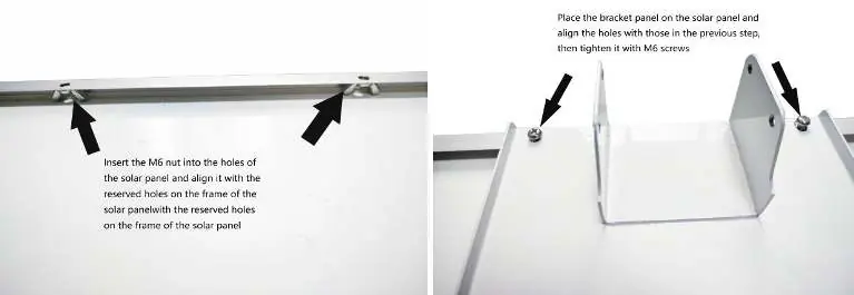 Fixing the solar panel to the support plate.
