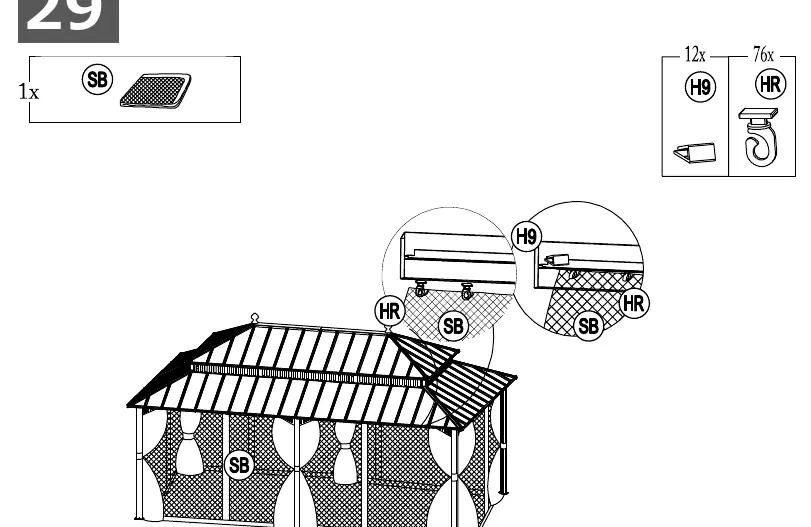 Step 29: Installing mosquito netting