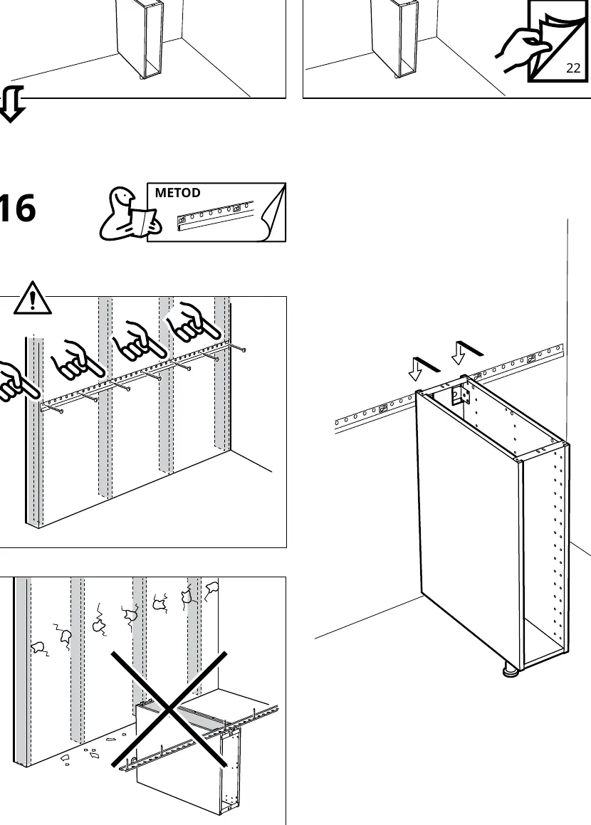 Step 16: Wall mounting procedure.