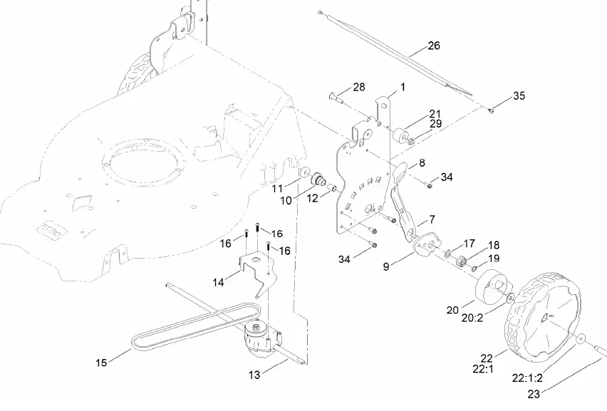 Rear Wheel and Height-of-Cut Assembly Diagram