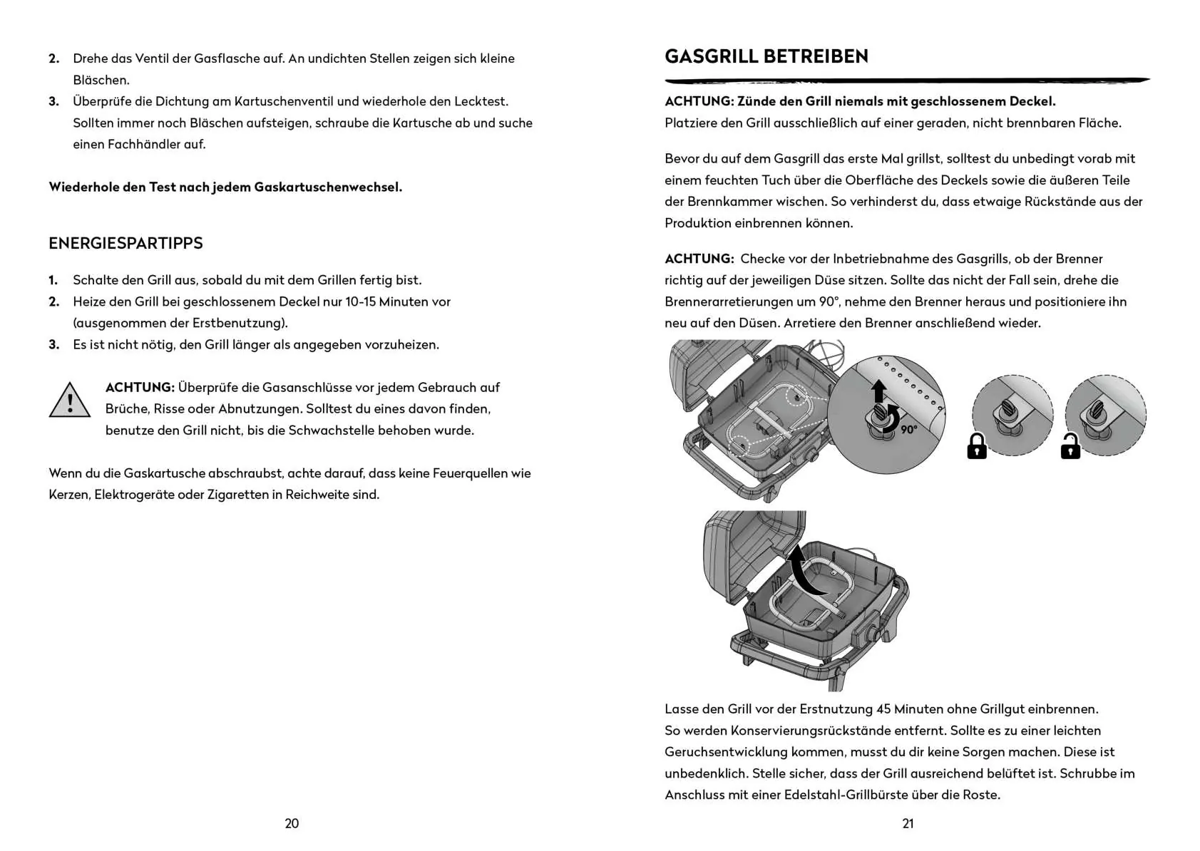 Leak testing procedure and burner alignment check.