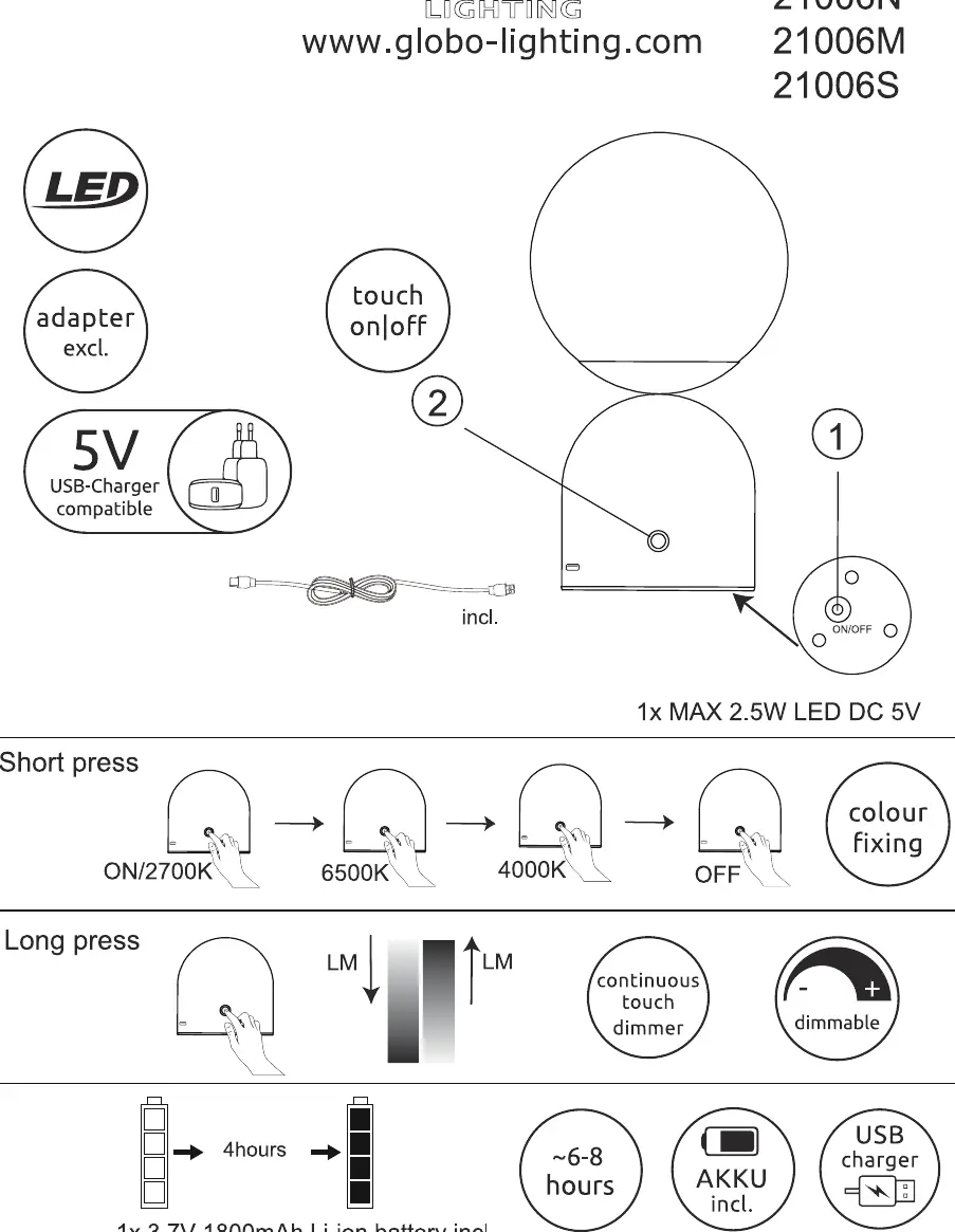 Control and charging diagram for the 21006 series lamp.