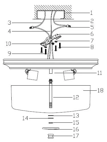 Exploded view of the Z-Lite 2102F3 flush mount fixture components.