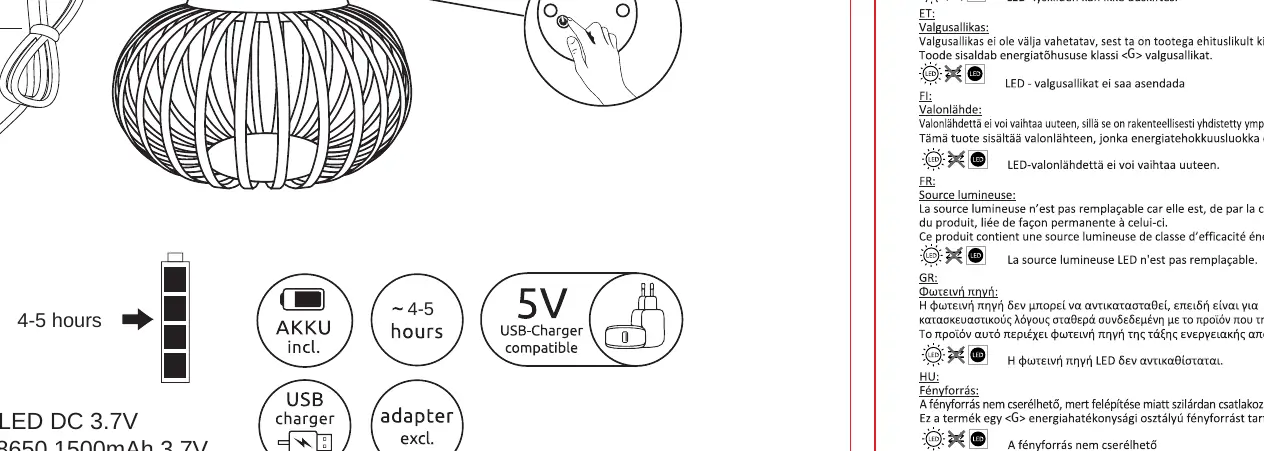 Charging and battery specifications