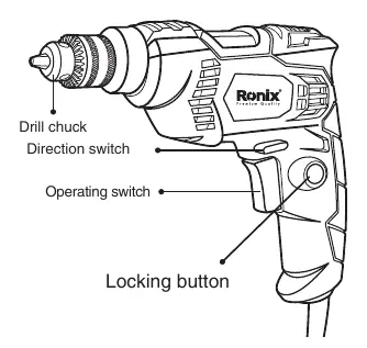 Part list diagram showing drill components