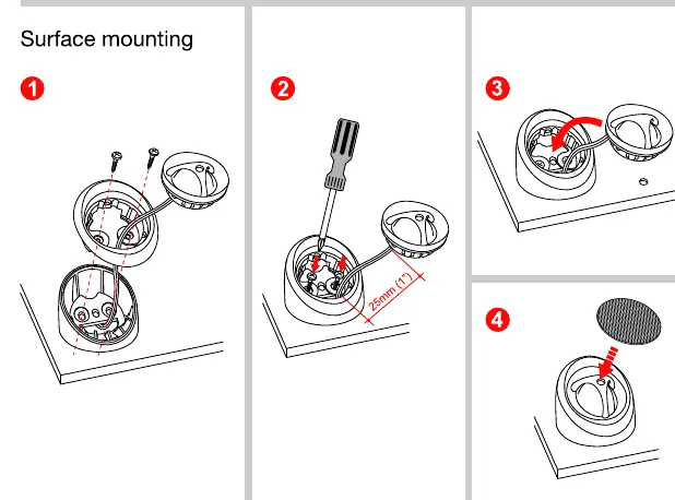 Surface mounting steps for the tweeter.