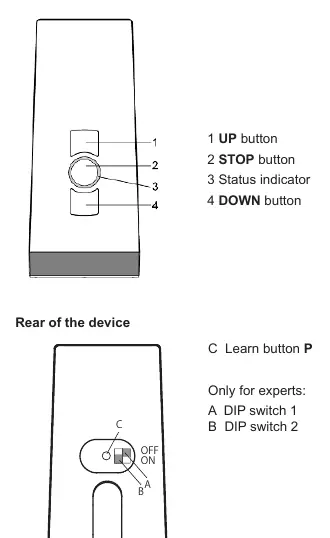 Front and rear view of the device