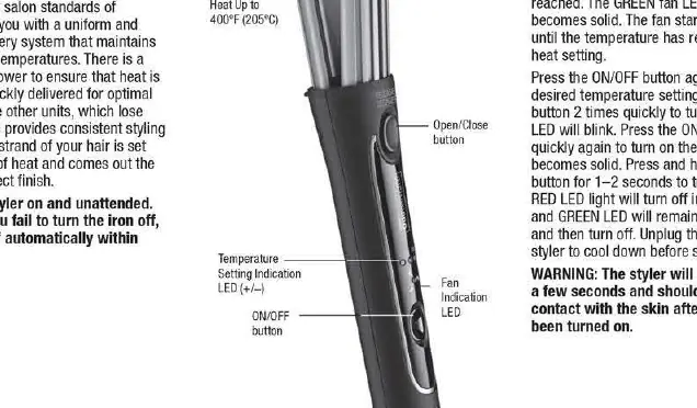 Diagram of the Conair InfinitiPRO Cool Air Styler components.