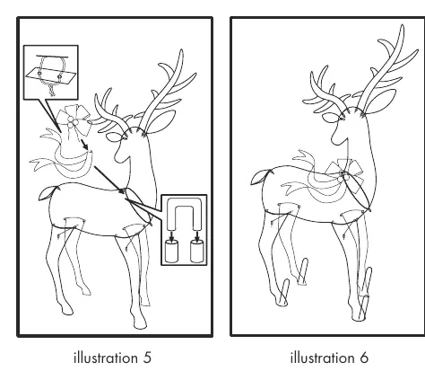 Illustration 5 and 6: Attaching bow and securing with stakes.