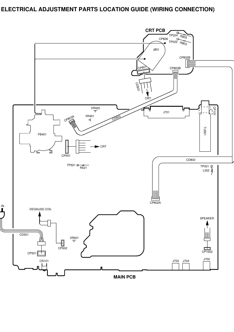 Electrical adjustment parts location guide