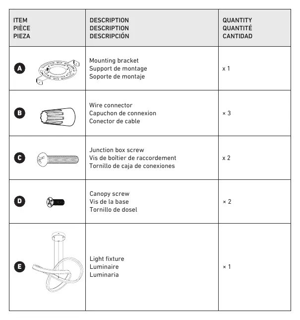 Included hardware list