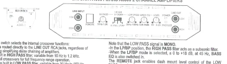 Control panel layout for 2-channel and 4-channel Andromeda amplifiers.