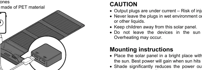 Technaxx 21W Solar Charging Case TX-207 diagram showing the solar panel and USB pocket.