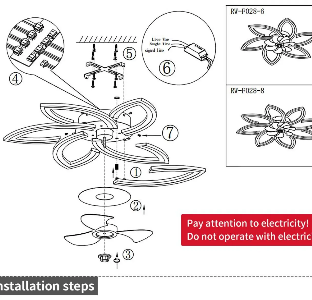 Installation diagram showing wiring and assembly steps
